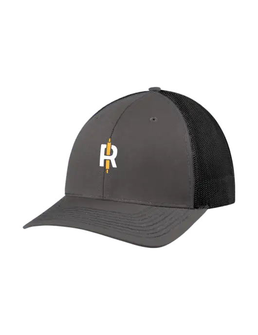 Richardson Adjustable Snapback Original 112 Trucker Cap Dark Grey w/Black Mesh w/Rise Baking Logo