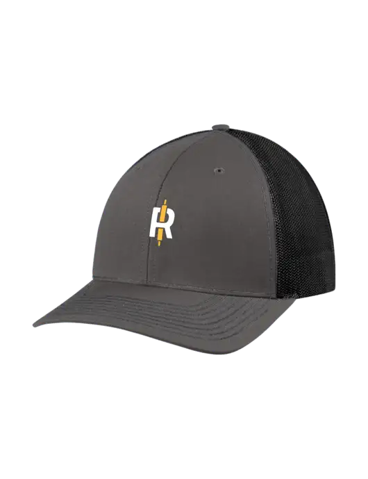 Richardson Adjustable Snapback Original 112 Trucker Cap Dark Grey w/Black Mesh w/Rise Baking Logo