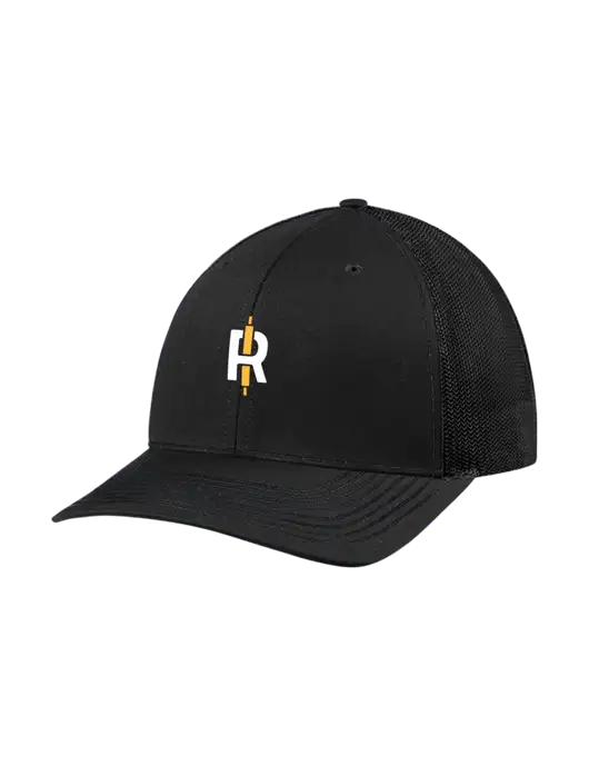 Richardson Adjustable Snapback Original 112 Trucker Cap Black w/Black Mesh w/Rise Baking Logo