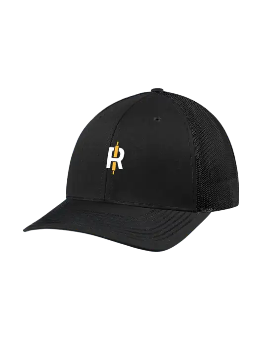 Richardson Adjustable Snapback Original 112 Trucker Cap Black w/Black Mesh w/Rise Baking Logo