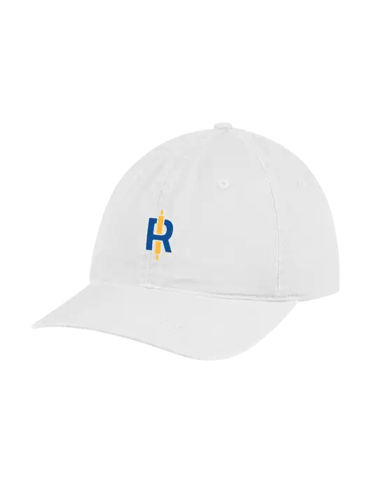 Garment Washed Unstructured Twill White Cap w/Rise Baking Logo