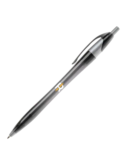 Novella Translucent Black/Silver Jewel Pen - Blue Ink w/Rise Baking Logo