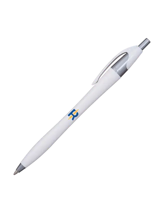 Novella White/Silver Shimmer Pen - Blue Ink w/Rise Baking Logo