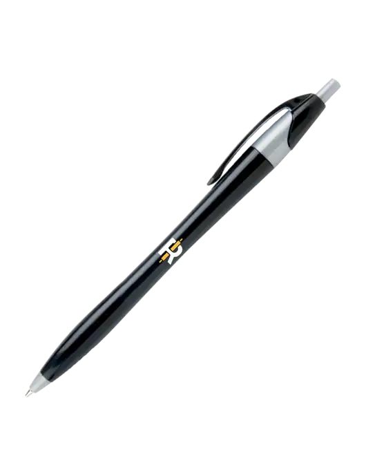Novella Black/Silver Corporate Pen - Blue Ink w/Rise Baking Logo