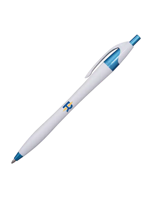 Novella White/Blue Shimmer Pen - Blue Ink w/Rise Baking Logo