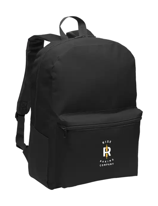 Casual Black Lightweight Laptop Backpack w/Rise Baking Logo