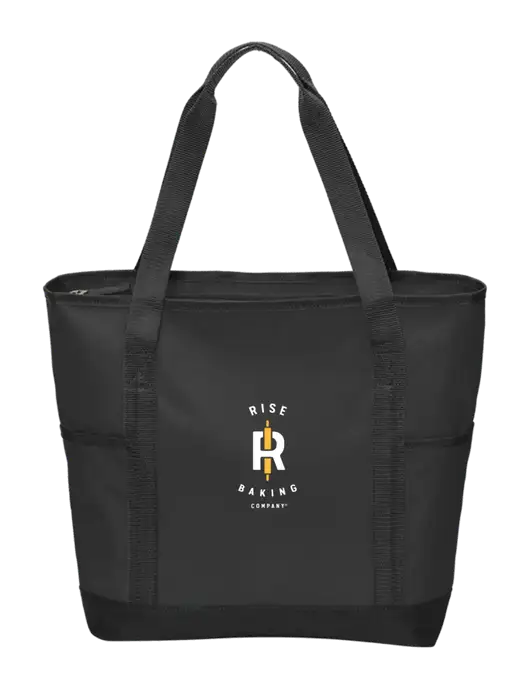 On the Go Black/Black Tote w/Rise Baking Logo