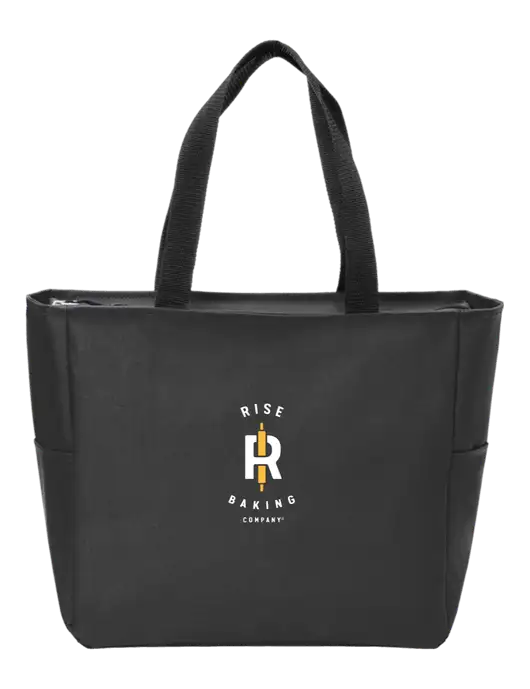 Everyday Black Zip Tote  w/Rise Baking Logo