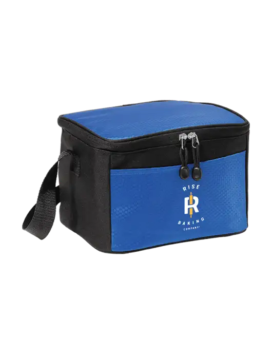 6 Can Twilight Blue/Black Cube Cooler w/Rise Baking Logo