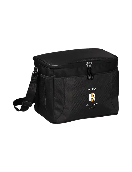 12 Can Black/Black Cube Cooler  w/Rise Baking Logo