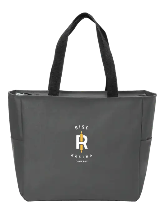 Everyday Charcoal Zip Tote Dark w/Rise Baking Logo