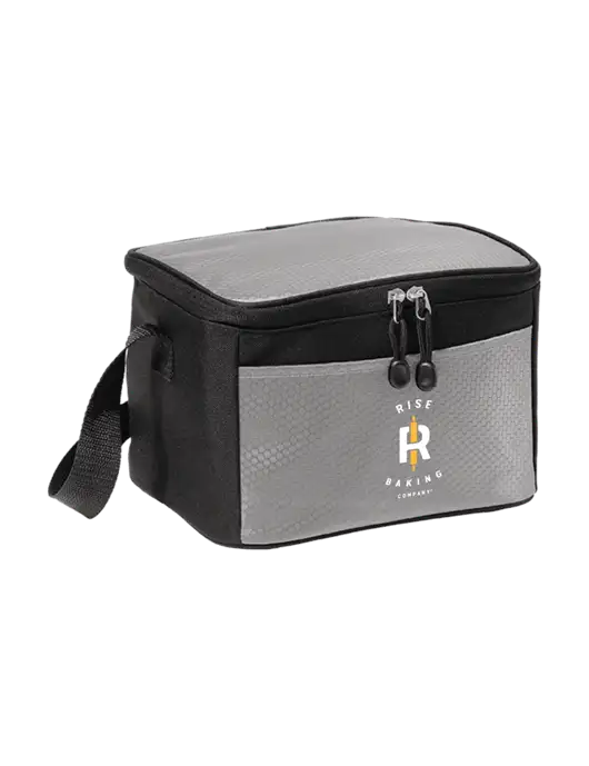 6 Can Grey/Black Cube Cooler w/Rise Baking Logo