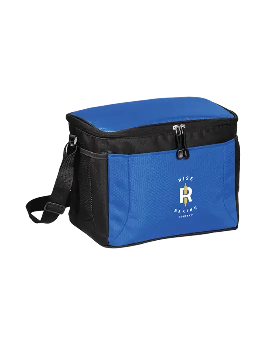 12 Can Twilight Blue/Black Cube Cooler  w/Rise Baking Logo