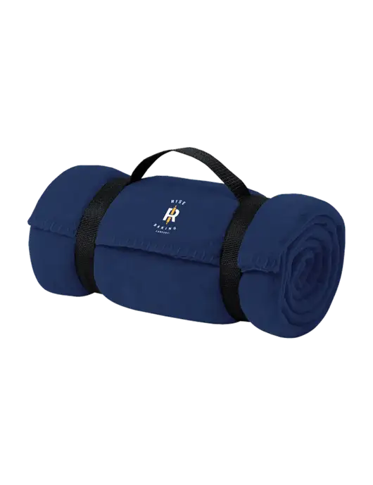 Casual Navy Fleece Blanket With Strap  w/Rise Baking Logo