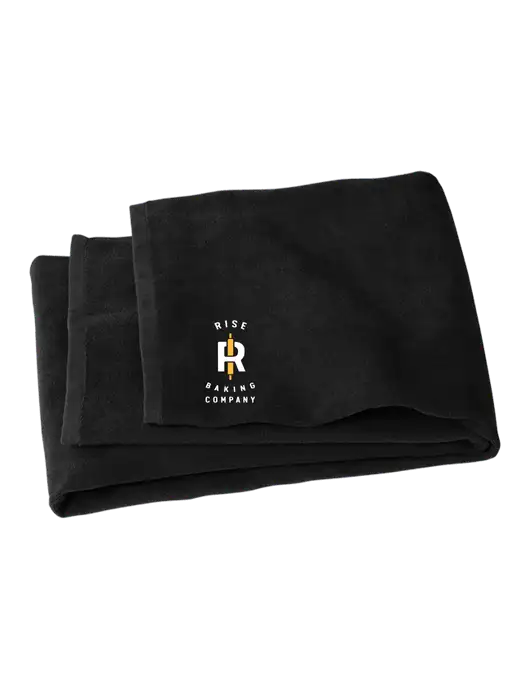 Black Beach Towel w/Rise Baking Logo