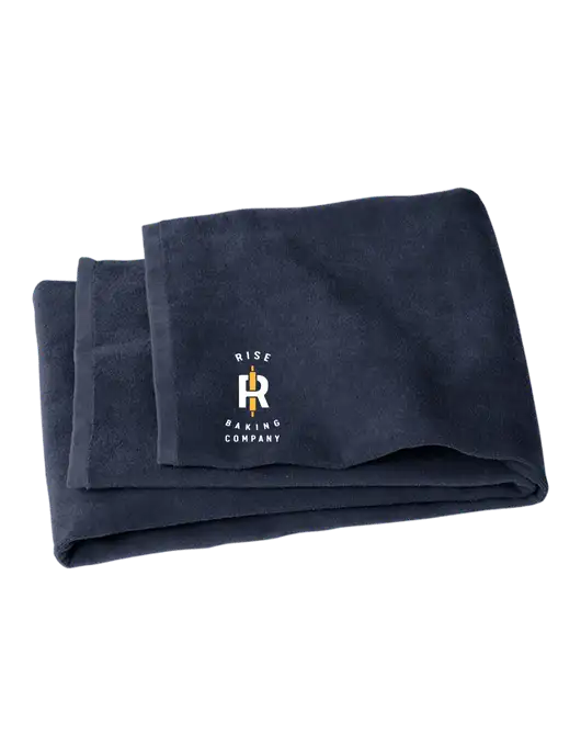 Navy Beach Towel w/Rise Baking Logo