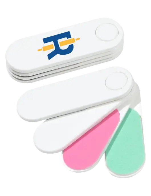 White Folding Nail Files & Buffer w/Rise Baking Logo