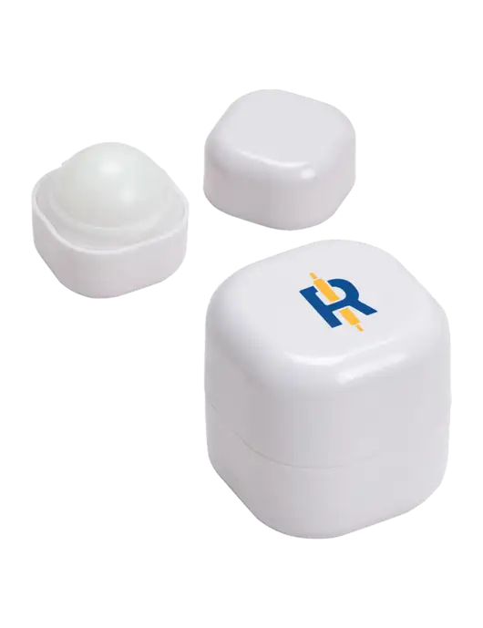 White Chap Cube Vanilla Lip Balm w/Rise Baking Logo