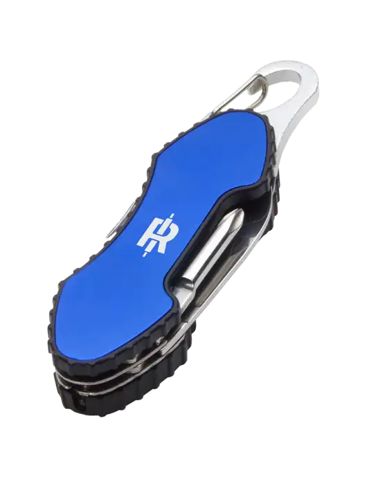 Blue 6 in 1 Tool with Carabiner w/Rise Baking Logo