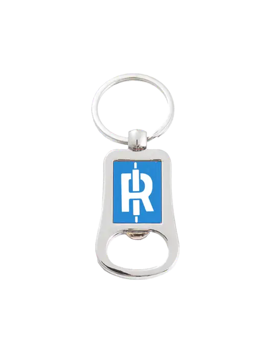 Silver & Blue Bottle Opener Keychain w/Rise Baking Logo