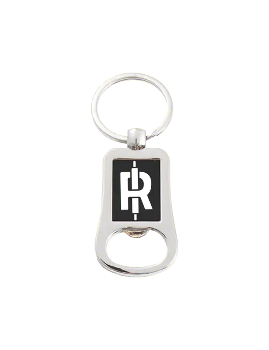 Silver & Black Bottle Opener Keychain w/Rise Baking Logo