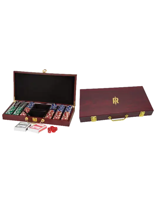 Rosewood Poker Set, 300 Chips w/Rise Baking Logo