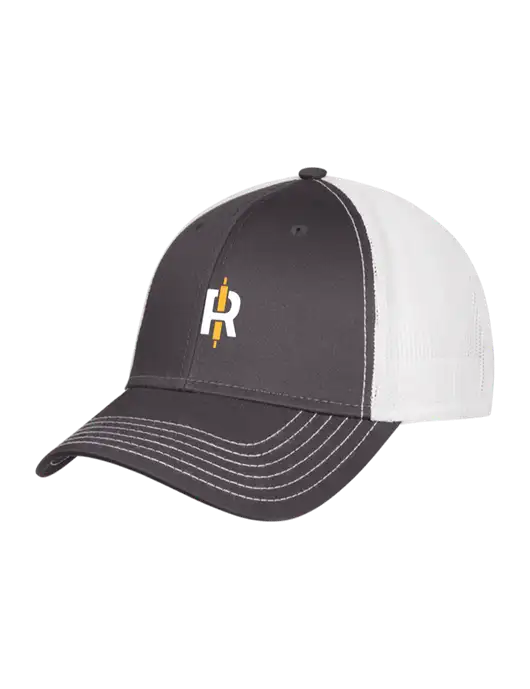 Dark Grey/White Mesh Trucker Cap Snap Back w/Rise Baking Logo