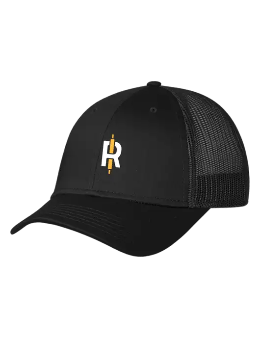 Black Mesh Trucker Cap Snap Back w/Rise Baking Logo