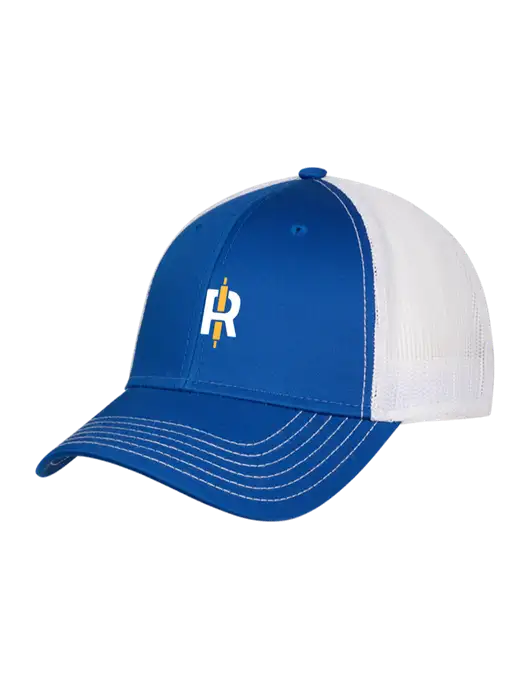Royal & White Mesh Trucker Cap Snap Back w/Rise Baking Logo