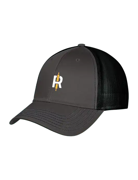 Charcoal & Black Mesh Trucker Cap Snap Back w/Rise Baking Logo