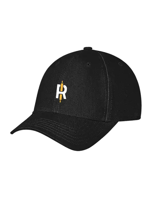 Black Structured Soft Snap Closure Hook & Loop Cap w/Rise Baking Logo