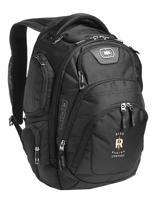 OGIO Black Stratagem Laptop Backpack w/Rise Baking Logo