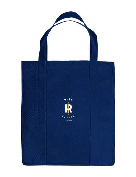 Eco Reusable Jumbo Navy Blue Shopping Bag w/Rise Baking Logo