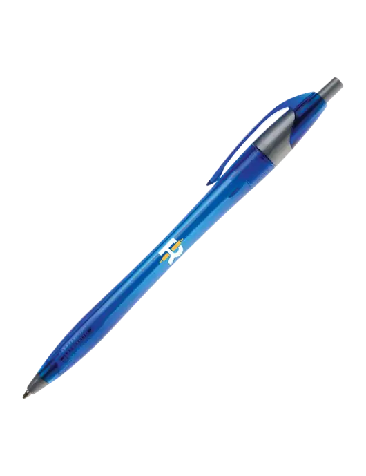Novella Translucent Blue/Silver Jewel Pen - Blue Ink w/Rise Baking Logo
