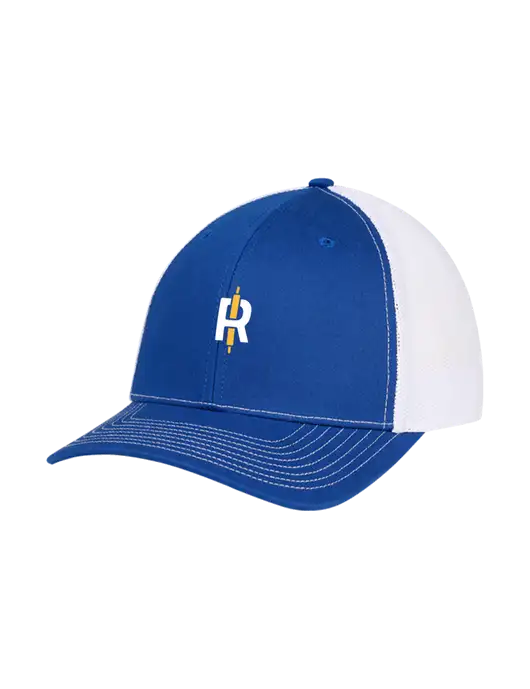 Richardson Adjustable Snapback Original 112 Trucker Cap Royal w/White Mesh w/Rise Baking Logo