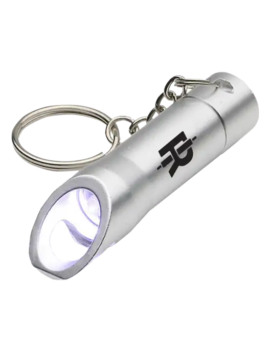 Silver Pocket LED Flashlight with Bottle Opener & Keychain w/Rise Baking Logo