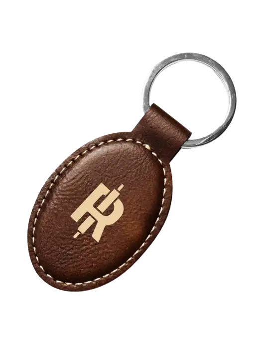 Rustic Leatherette Oval Keychain w/Rise Baking Logo