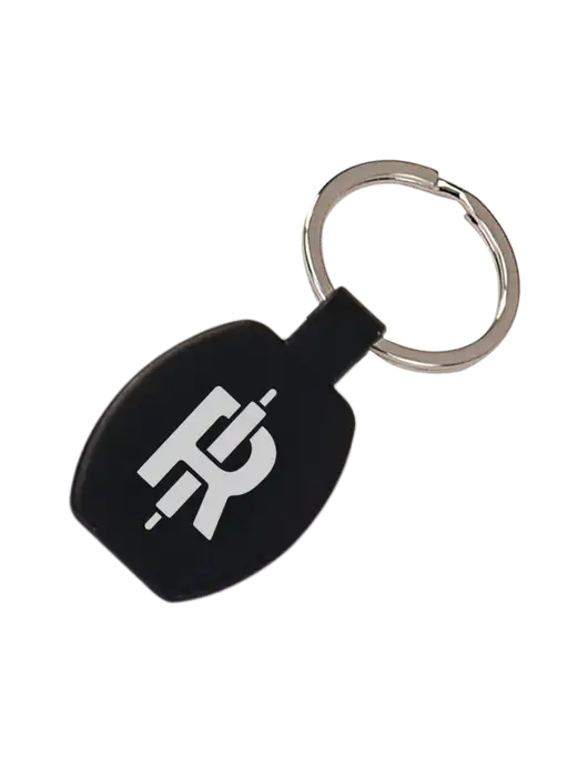 Black Laserable Rounded Rectangle Keychain w/Rise Baking Logo