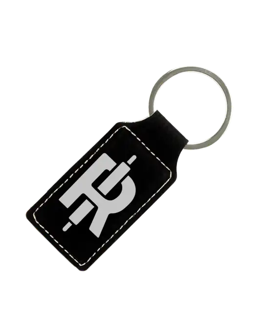 Black Laserable Leatherette Rectangle Keychain w/Rise Baking Logo