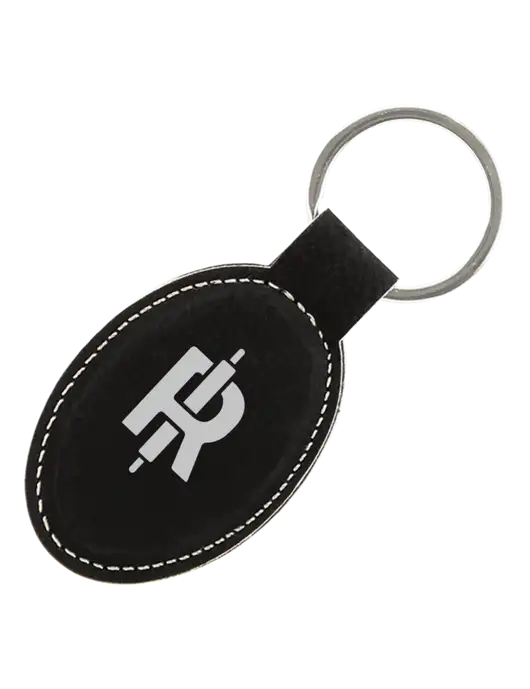 Black Leatherette Oval Keychain w/Rise Baking Logo