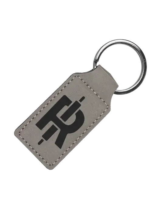 Grey Laserable Leatherette Rectangle Keychain w/Rise Baking Logo