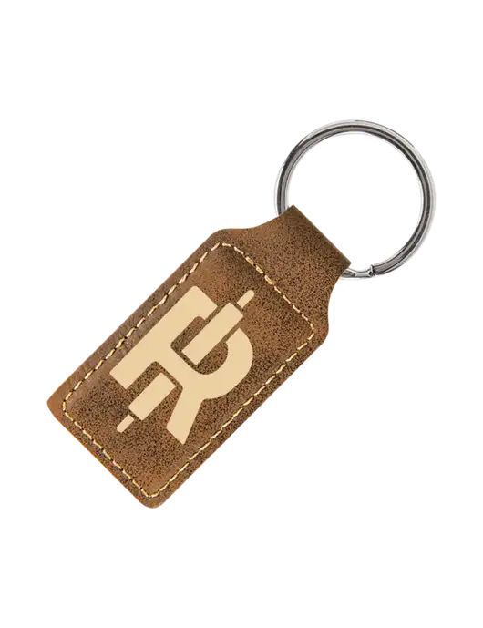Rustic Laserable Leatherette Rectangle Keychain w/Rise Baking Logo