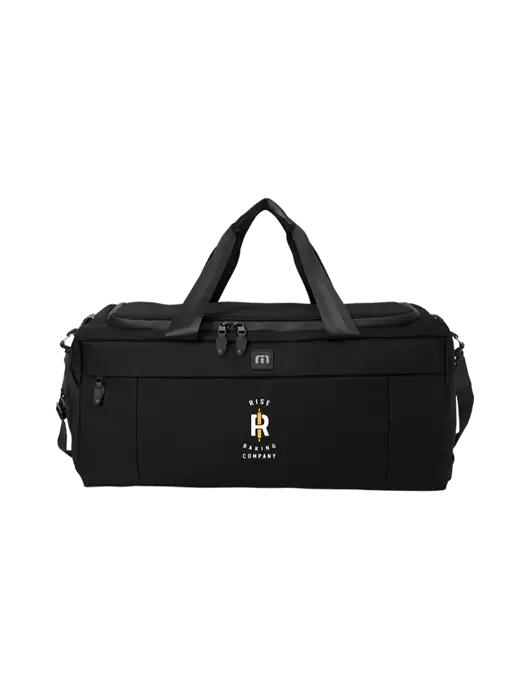 TravisMathew Black Duration Duffel w/Rise Baking Logo