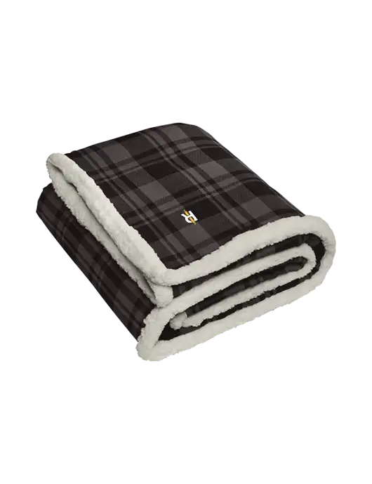 Charcoal/Medium Grey Flannel  Sherpa Blanket w/Rise Baking Logo