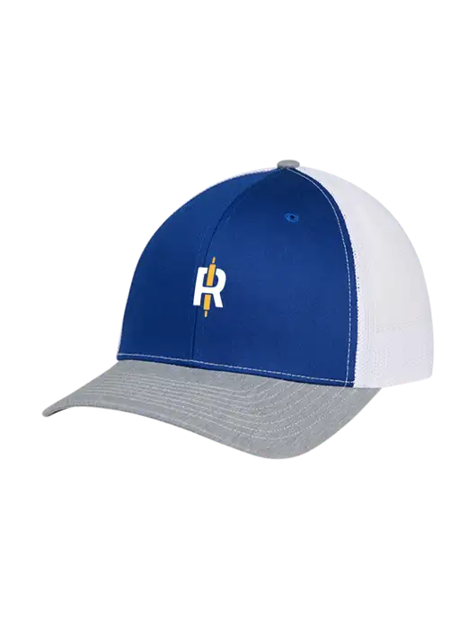 Richardson Adjustable Snapback Original 112 Trucker Cap Royal/HeatherGrey/White Mesh w/Rise Baking Logo