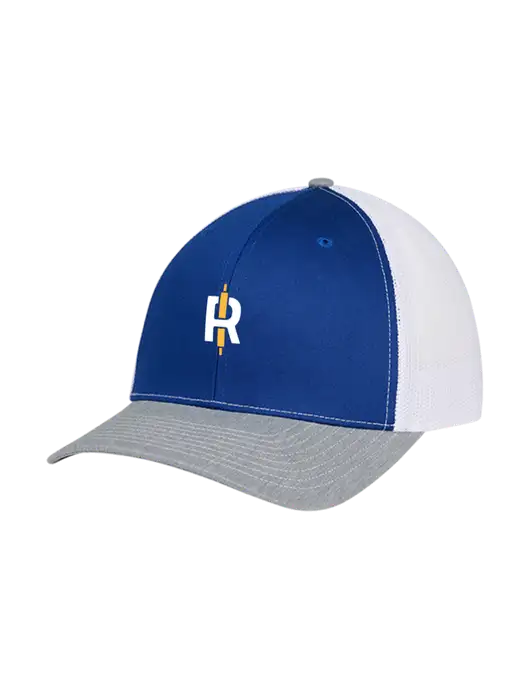 Richardson Adjustable Snapback Original 112 Trucker Cap Royal/HeatherGrey/White Mesh w/Rise Baking Logo