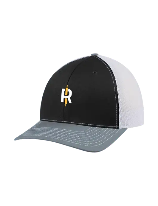 Richardson Adjustable Snapback Original 112 Trucker Cap Black/Light Heather Grey/White Mesh w/Rise Baking Logo