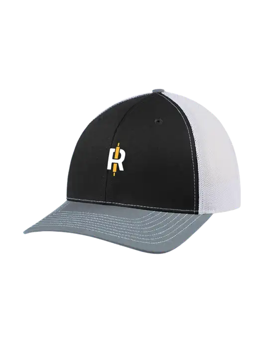 Richardson Adjustable Snapback Original 112 Trucker Cap Black/Light Heather Grey/White Mesh w/Rise Baking Logo