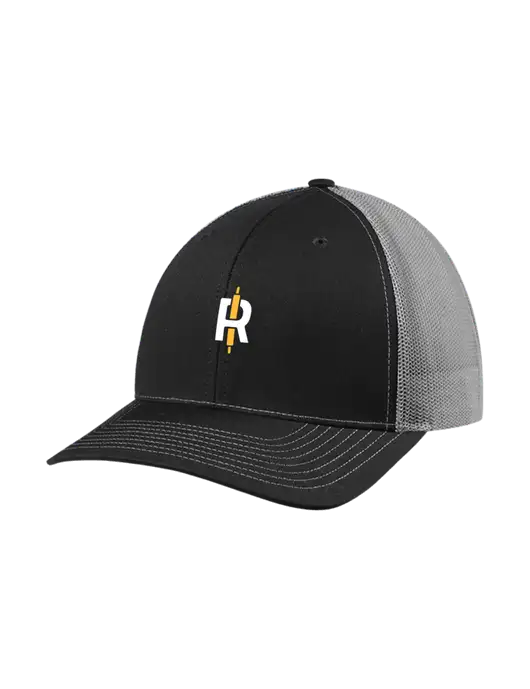 Richardson Adjustable Snapback Original 112 Trucker Cap Black w/Charcoal Mesh w/Rise Baking Logo