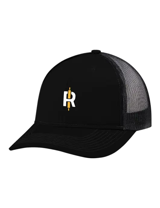Snapback Ponytail Trucker Cap Black w/Black Mesh w/Rise Baking Logo